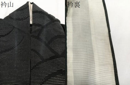 平和屋着物＊夏物　小紋　紗　青海波文　銀通し地　正絹　逸品　CABI3735xi