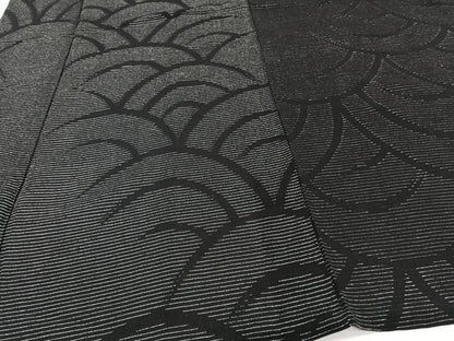 平和屋着物＊夏物　小紋　紗　青海波文　銀通し地　正絹　逸品　CABI3735xi