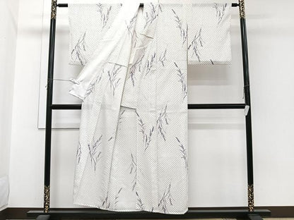平和屋着物＊夏物　小紋　絽　小麦柄　洗える着物　CABI3737xi
