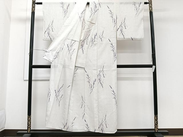 平和屋着物＊夏物　小紋　絽　小麦柄　洗える着物　CABI3737xi