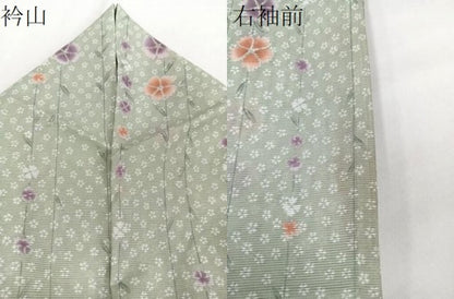 平和屋着物＊夏物　小紋　絽　枝垂れ花文　洗える着物　CABI3738xi