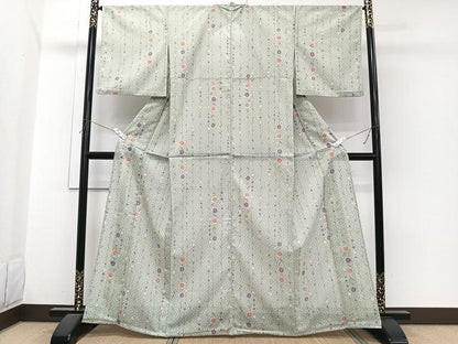 平和屋着物＊夏物　小紋　絽　枝垂れ花文　洗える着物　CABI3738xi