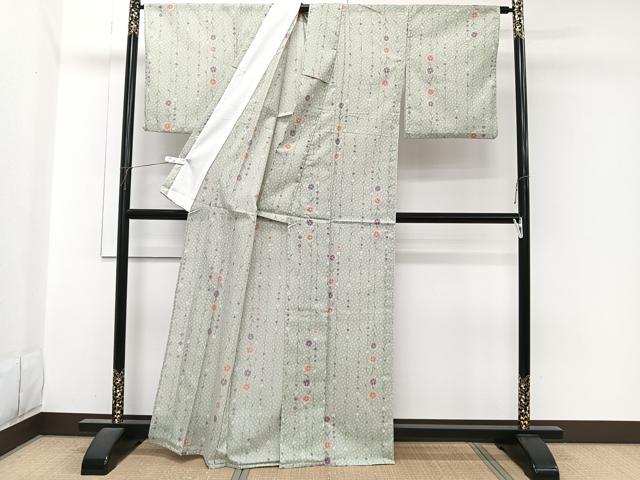 平和屋着物＊夏物　小紋　絽　枝垂れ花文　洗える着物　CABI3738xi