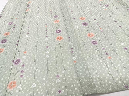 平和屋着物＊夏物　小紋　絽　枝垂れ花文　洗える着物　CABI3738xi