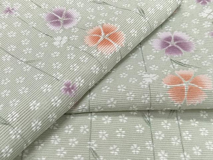 平和屋着物＊夏物　小紋　絽　枝垂れ花文　洗える着物　CABI3738xi