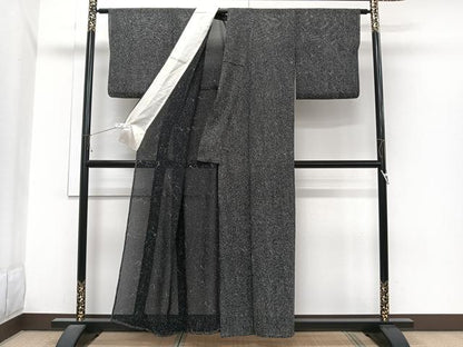 平和屋着物＊夏物　小紋　絽　草花文　たたき染め　正絹　逸品　CABI3739xi