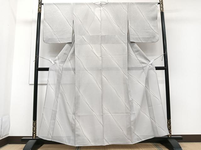 平和屋着物＊夏物　小紋　縦絽　斜線文　正絹　逸品　CABI3742xi