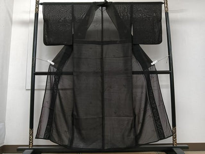 平和屋着物＊夏物　小紋　紗　枝花文　正絹　逸品　CABI3743xi