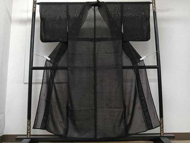 平和屋着物＊夏物　小紋　紗　枝花文　正絹　逸品　CABI3743xi