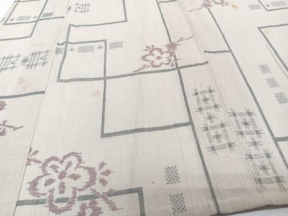 平和屋着物＊夏物　小紋　紗　枝花文　洗える着物　CABI3755xi