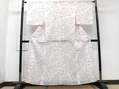 平和屋着物＊夏物　小紋　紗　舞蝶楓文　CABI3756xi