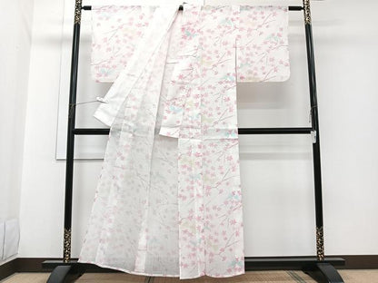 平和屋着物＊夏物　小紋　紗　舞蝶楓文　CABI3756xi