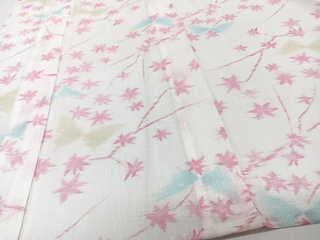 平和屋着物＊夏物　小紋　紗　舞蝶楓文　CABI3756xi