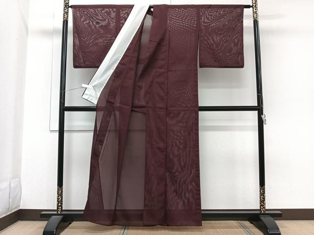 平和屋着物＊夏物　色無地　絽　小豆色　洗える着物　CABI3759xi