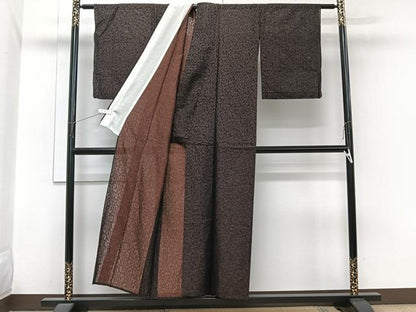 平和屋着物＊夏物　小紋　絽　花唐草文　黒地　正絹　逸品　CABI3761xi