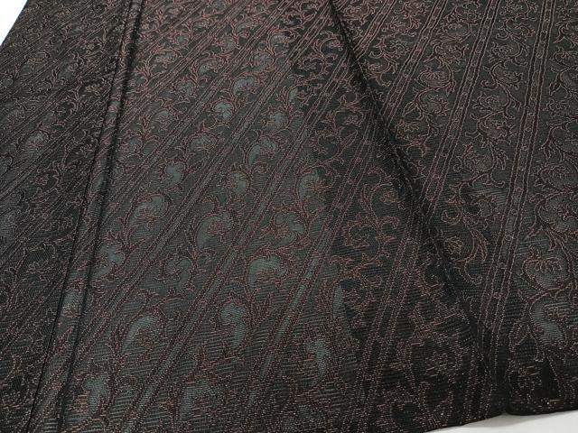 平和屋着物＊夏物　小紋　絽　花唐草文　黒地　正絹　逸品　CABI3761xi