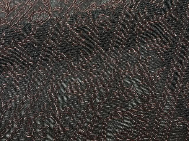 平和屋着物＊夏物　小紋　絽　花唐草文　黒地　正絹　逸品　CABI3761xi