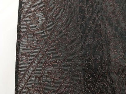 平和屋着物＊夏物　小紋　絽　花唐草文　黒地　正絹　逸品　CABI3761xi