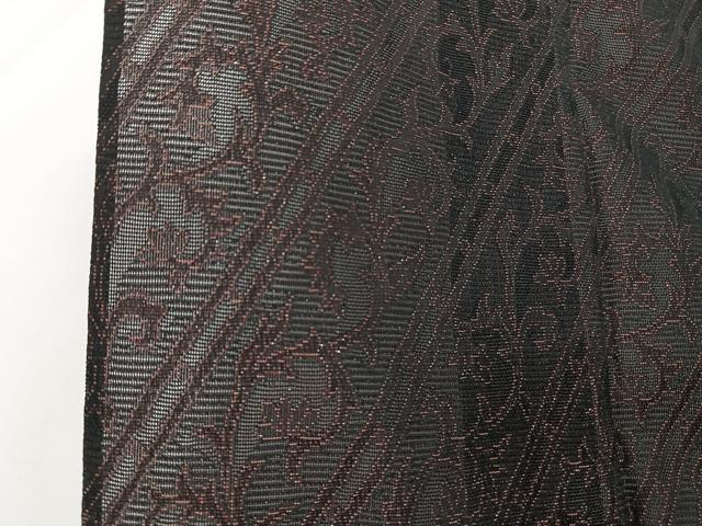平和屋着物＊夏物　小紋　絽　花唐草文　黒地　正絹　逸品　CABI3761xi