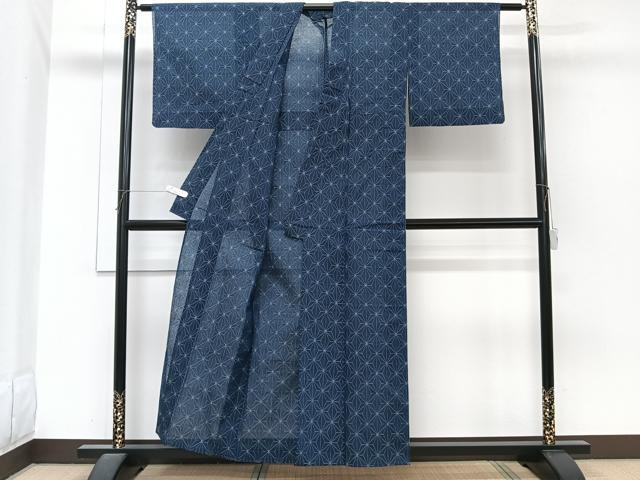 平和屋着物＊夏物　小紋　紗　麻の葉文　CABI3762xi