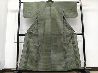 平和屋着物＊夏物　小紋　紗　格子　CABI3764xi