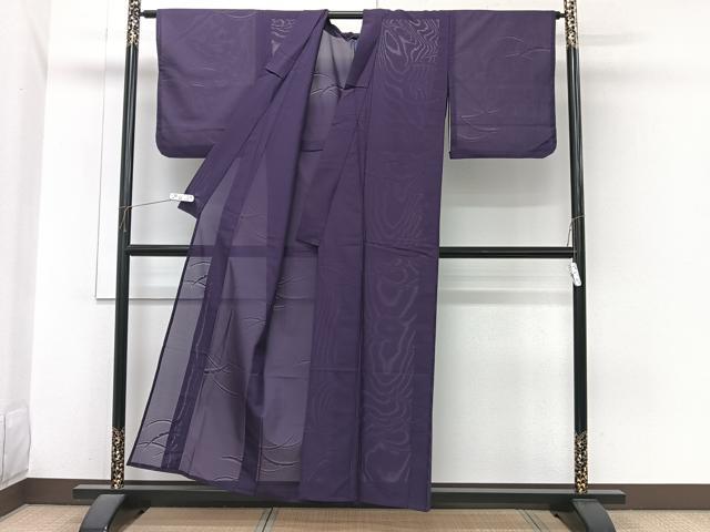 平和屋着物＊夏物　色無地　絽　芝地紋　桑の実色　洗える着物　CABI3766xi