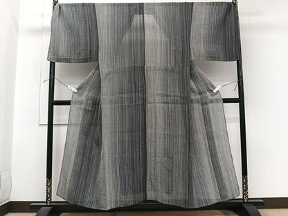 平和屋着物＊夏物　男性　本場小千谷縮　縞　キングサイズ　麻　逸品　CABI3770xi