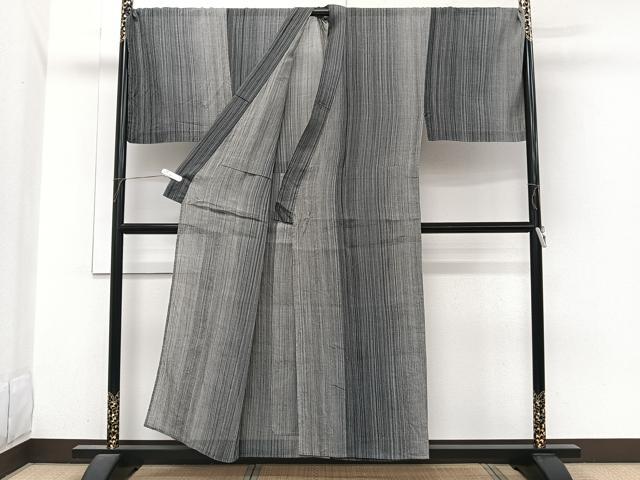 平和屋着物＊夏物　男性　本場小千谷縮　縞　キングサイズ　麻　逸品　CABI3770xi