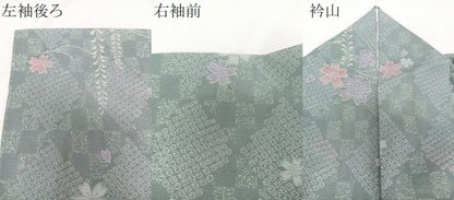 平和屋着物＊夏物　小紋　絽　草花文　洗える着物　CABI3775xi