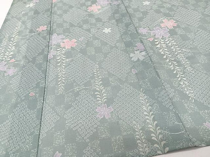 平和屋着物＊夏物　小紋　絽　草花文　洗える着物　CABI3775xi
