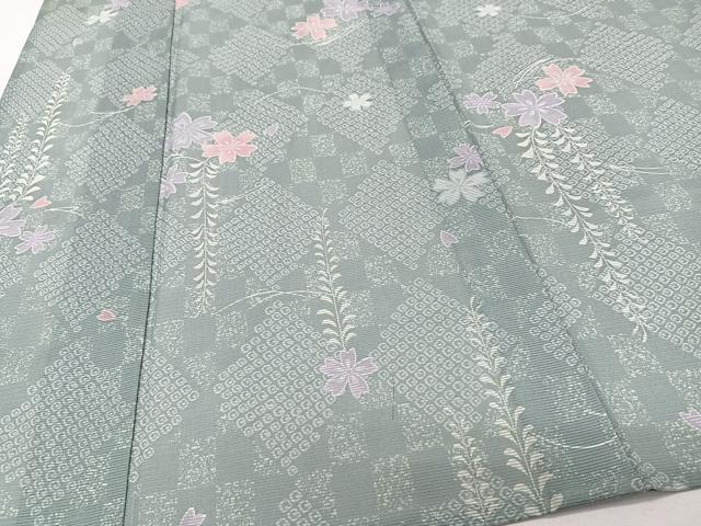 平和屋着物＊夏物　小紋　絽　草花文　洗える着物　CABI3775xi