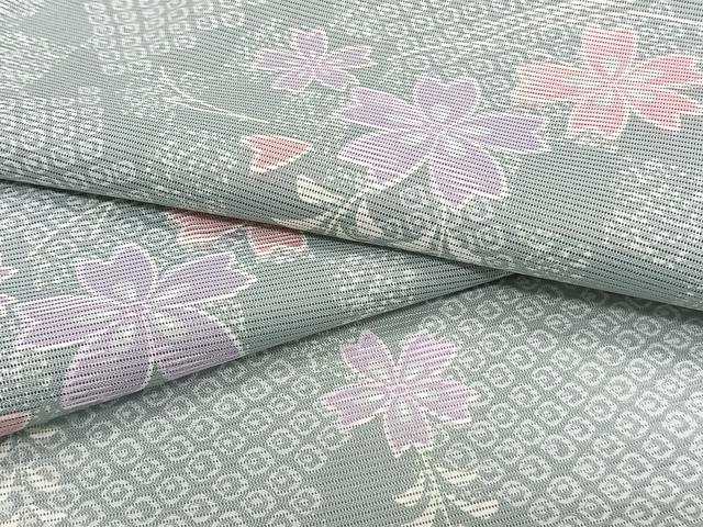 平和屋着物＊夏物　小紋　絽　草花文　洗える着物　CABI3775xi