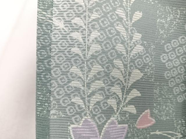 平和屋着物＊夏物　小紋　絽　草花文　洗える着物　CABI3775xi
