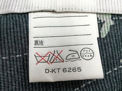 平和屋着物＊夏物　小紋　絽　舞蝶文　黒地　洗える着物　CABI3776xi