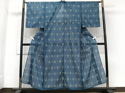 平和屋着物＊夏物　小紋　絽　菱文　洗える着物　未使用　CABI3777xi