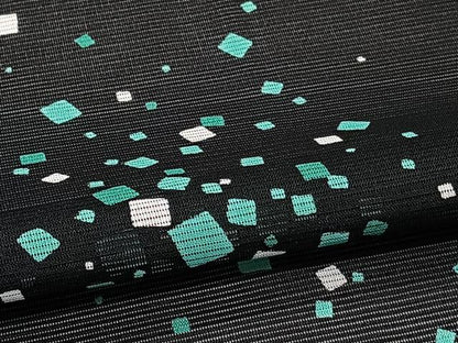 平和屋着物＊夏物　小紋　絽　箔散らし柄　黒地　洗える着物　CABI3780xi