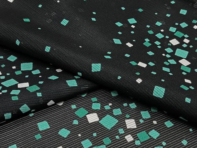 平和屋着物＊夏物　小紋　絽　箔散らし柄　黒地　洗える着物　CABI3780xi