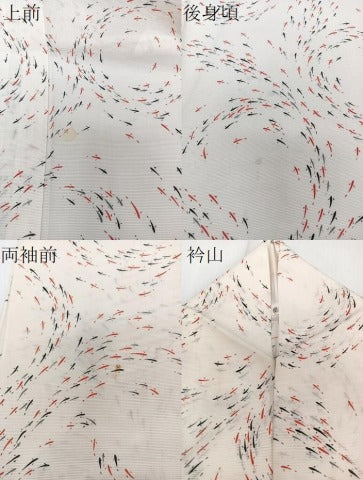 平和屋着物＊夏物　小紋　絽　魚　正絹　逸品　CABI3782xi