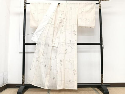 平和屋着物＊夏物　紗紬　草花文　正絹　逸品　CABI3785xi