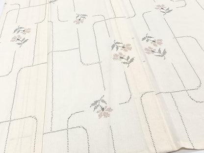 平和屋着物＊夏物　紗紬　草花文　正絹　逸品　CABI3785xi