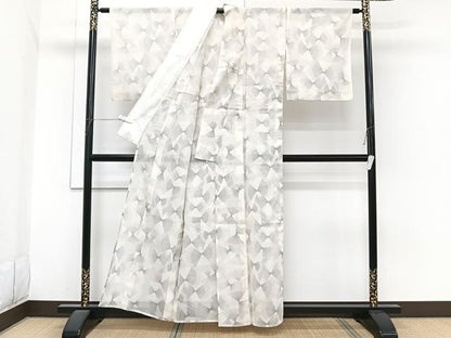 平和屋着物＊夏物　夏大島　幾何学文　正絹　逸品　CABI3786xi
