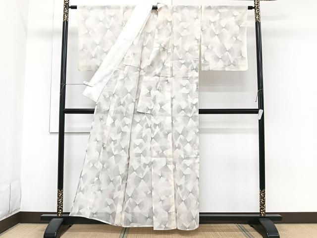 平和屋着物＊夏物　夏大島　幾何学文　正絹　逸品　CABI3786xi