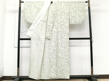 平和屋着物＊夏物　小紋　絽　花唐草文　正絹　逸品　CABI3787xi
