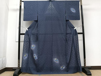 平和屋着物＊夏物　訪問着　市松紋絽　落ち葉　暈し染め　正絹　逸品　CABI3790xi