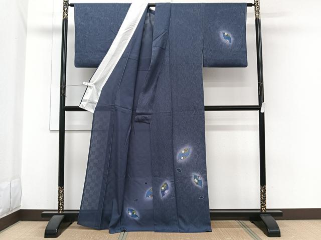 平和屋着物＊夏物　訪問着　市松紋絽　落ち葉　暈し染め　正絹　逸品　CABI3790xi
