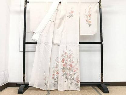 平和屋着物＊夏物　訪問着　絽　枝草花文　金彩　正絹　逸品　CABI3791xi