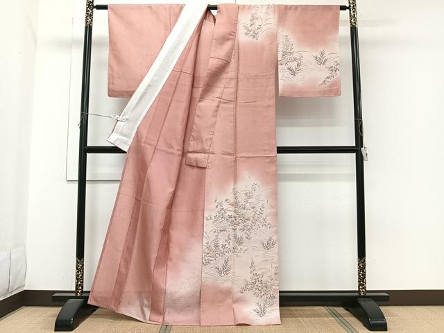 平和屋着物＊夏物　訪問着　紗　手描き　枝花青海波文　暈し染め　正絹　逸品　CABI3794xi
