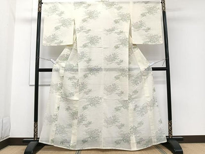 平和屋着物＊夏物　小紋　紗　草花文　洗える着物　CABI3797xi