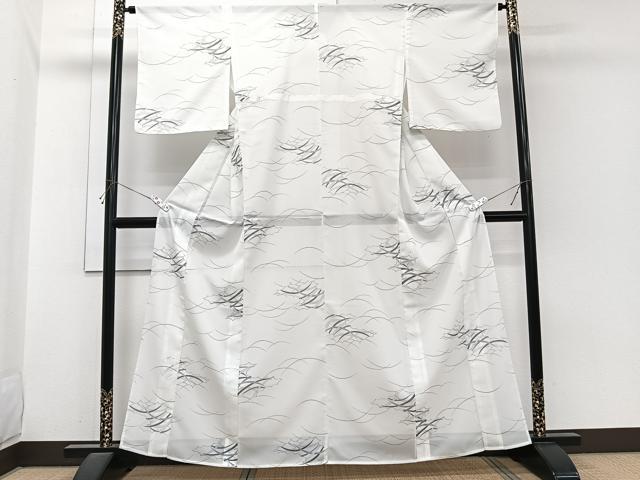 平和屋着物＊夏物　小紋　絽　雲取り芝文　洗える着物　CABI3803xi