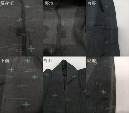 平和屋着物＊夏物　小紋　紗　抽象文　黒地　正絹　逸品　CABI3806xi